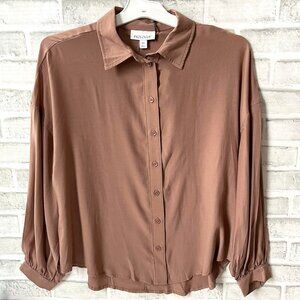PROLOGUE BUTTON FRONT SHIRT BROWN
